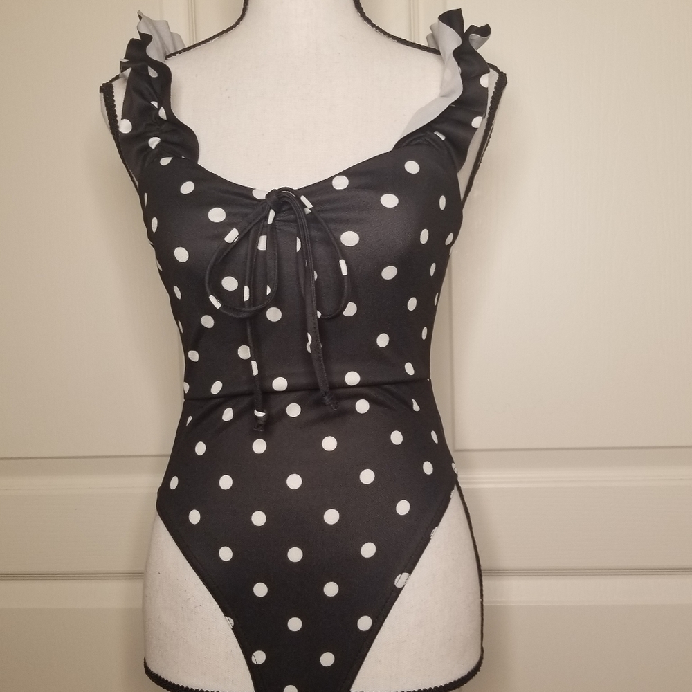 NWT Nasty Gal Polka Dot One Piece Swimsuit - Picture 6 of 9